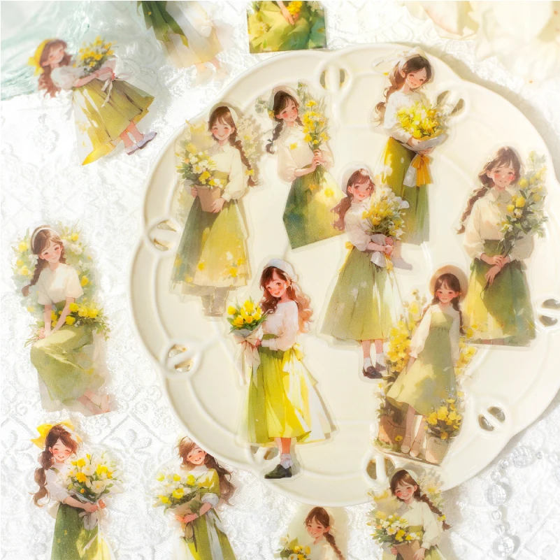 8PCS/LOTSpring Image Poetry series cute lovely retro decorative PET sticker image 3