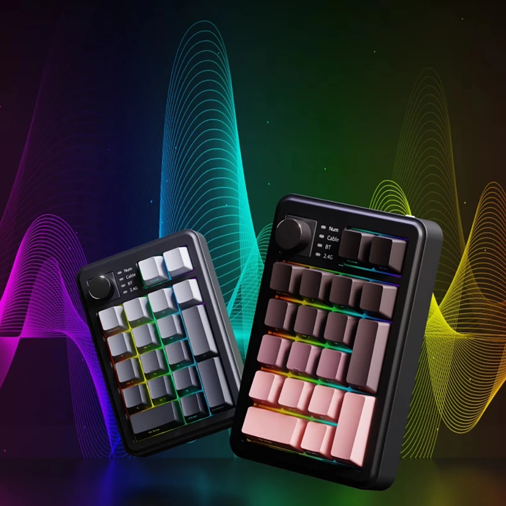 

NK20 Keyboard 20 Keys Wireless Custom Knob Mechanical Number Pad 3-mode Hot Swappable Gasket RGB Numeric Keypad with PBT Keycaps