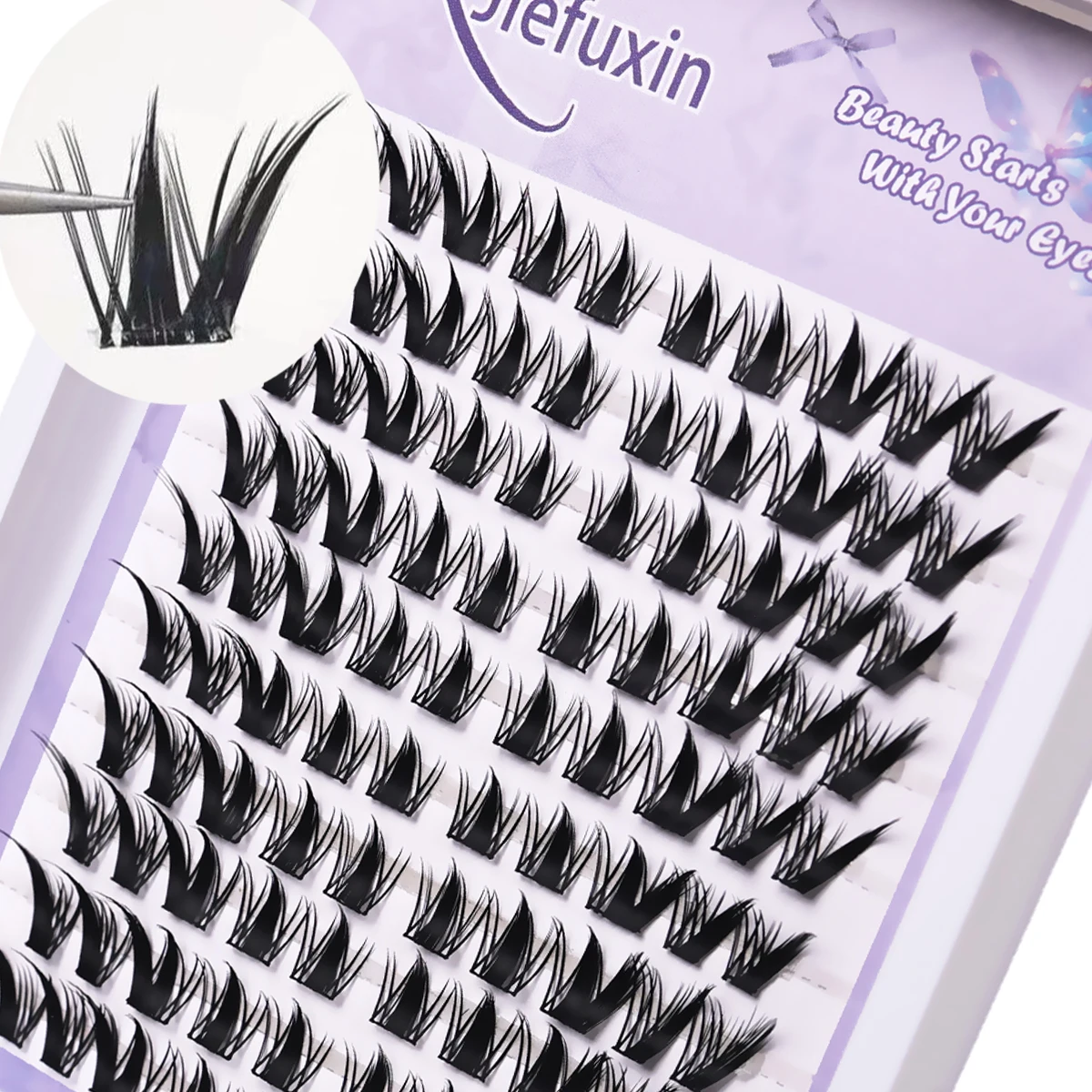Fluffy Fox Wimpern-Cluster, 10-reihig, komplettes Set, dramatische 3D-Fälschungswimpern im koreanischen Stil für den natürlichen täglichen Gebrauch, einfach anzuwenden – Detail 2