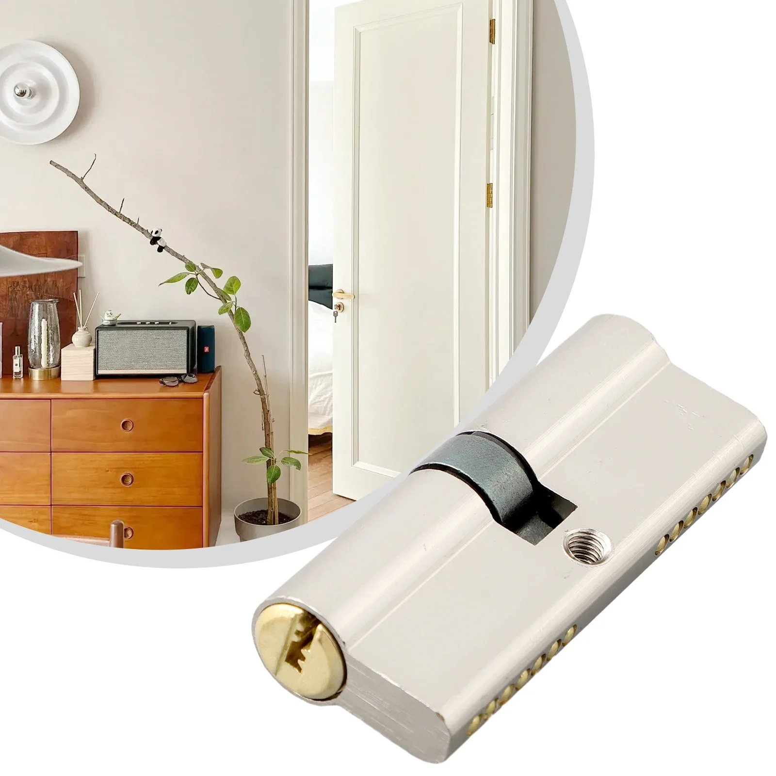 Cerradura de puerta cilíndrica con 3 Llaves, cerradura de entrada de 70mm para puertas de madera, cerradura de puerta de seguridad antirrobo, cilindros de 70x29mm