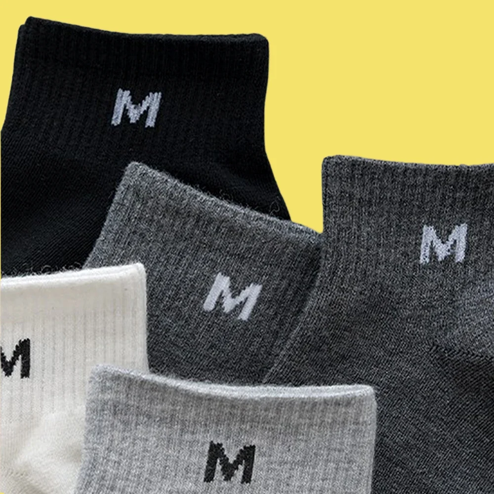 5/10 Pairs Men Letter Casual Socks Trendy Versatile Short Socks Fashion Are Simple Comfortable Breathable High Quality Socks