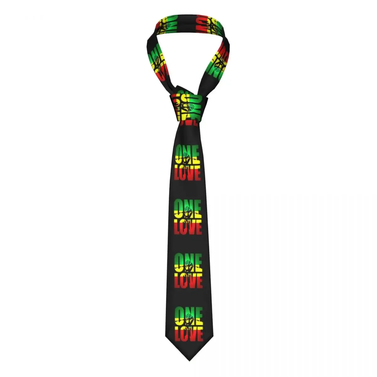 Fashion One Love Jamaica Reggae Neckties Men Customized Silk Office Neck Ties