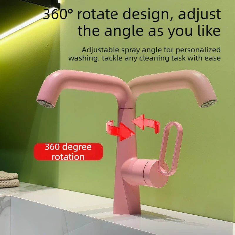 New Basin Faucet for Home and Hotel Bathroom, Ceramic Basin, Dual-Function Rotating Hot and Cold Water Faucet