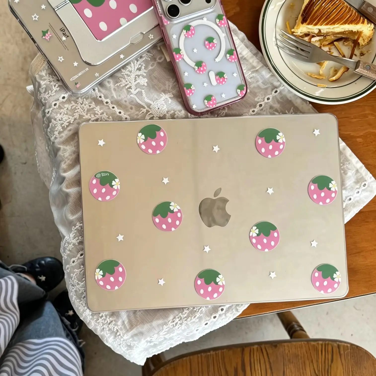 Y2K Korea Strawberry Star Crystal Laptop Case For Macbook Air 13.6 M4 NEO 15 M3 Hard Cover For Mac Book Pro 13 M1 M2 14 M4 M5 16