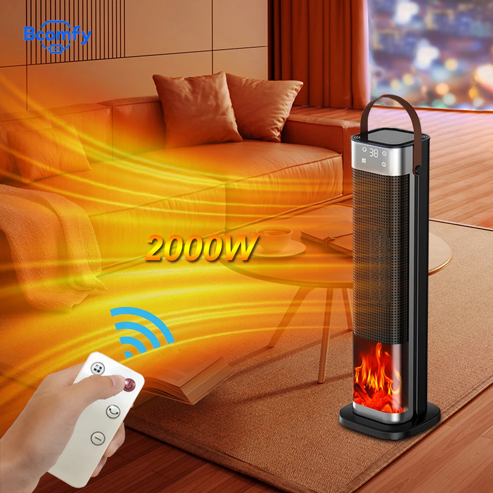 2000W Hot Air Blower Portable Fast Heating Electric Heater Intelligent Digital Display Heating Fans with Remote Control Timer