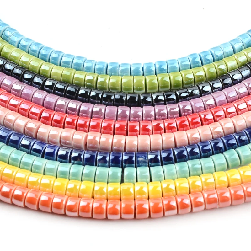 30pcs 4x6mm Fashion China Ceramic Beads Colorful Handmade Spacer Procelain Glaze Beads For Jewelry Making Diy Jewelry