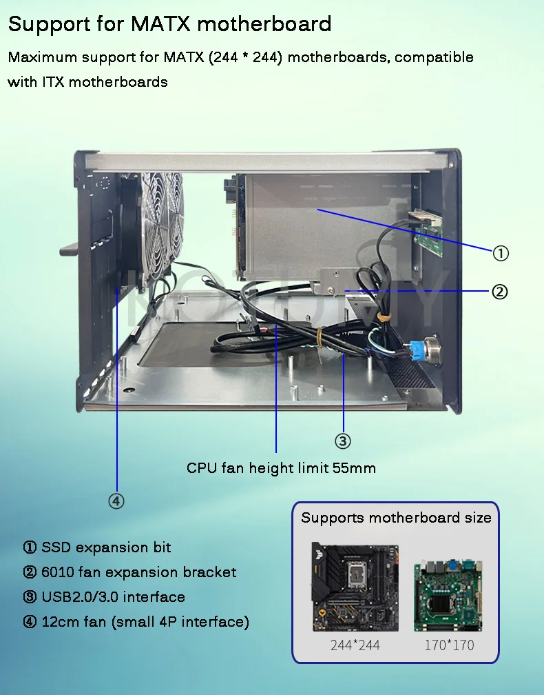 8 Disk Nas Chassis Flex Power USB Hot Plug Server Case Home Student Office Computer Mini itx Chassis  Storage Server