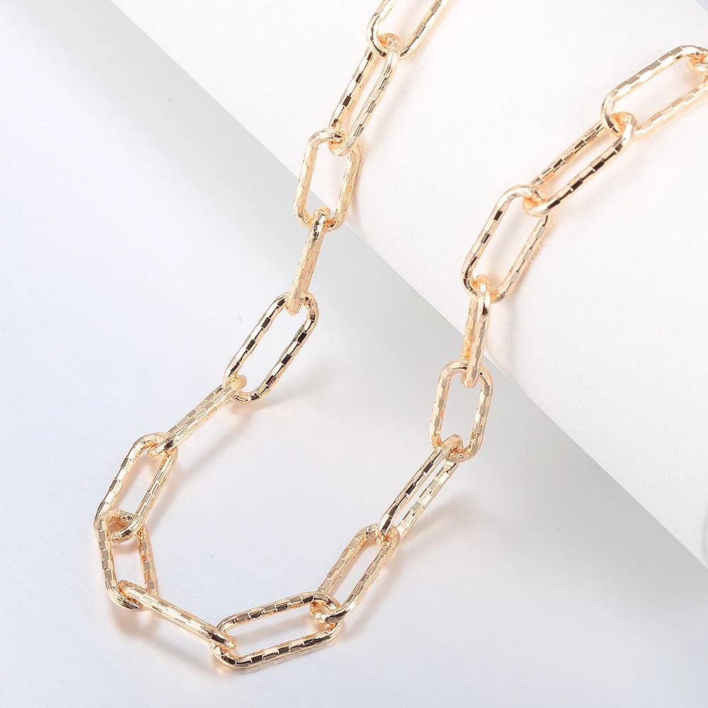 New 585 Rose Gold Color Necklace For Women Men Vintage Cuban Chain Box Link Snail Chains Fashion Jewelry 50/60cm