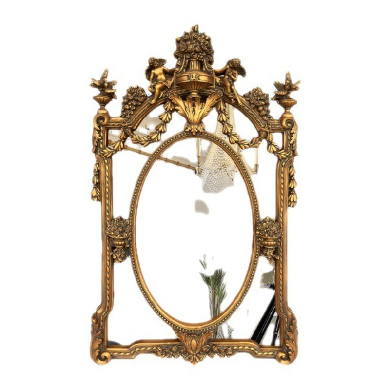 

French European retro art mirror, fireplace wall decorative mirror