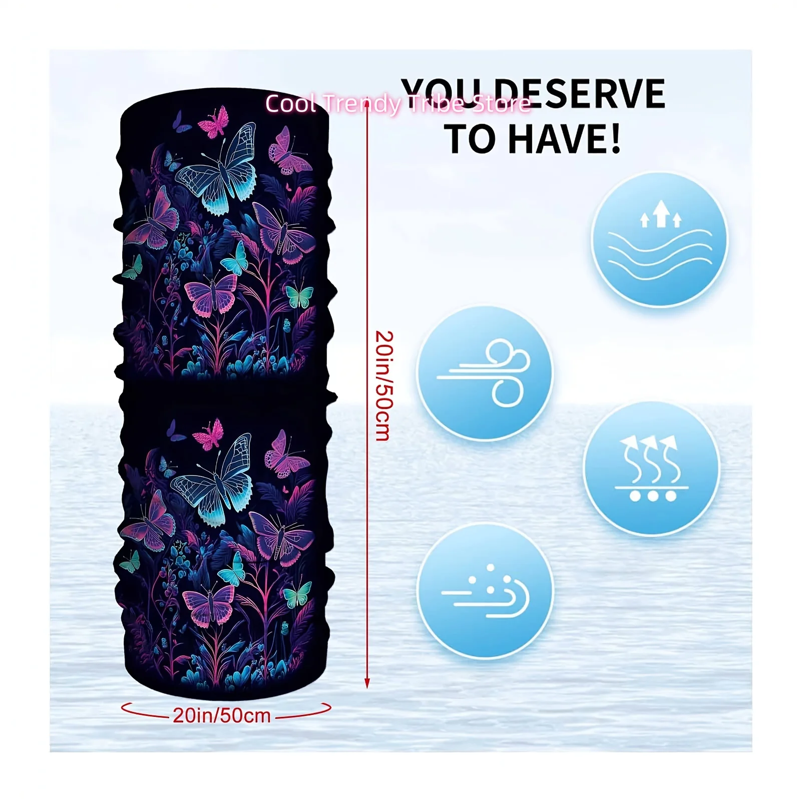1. Butterflies 2. Garden 3. Neon Colors Printed Scarf, Multi-Functional Mask And Neck Mask, Suitable for Outdoor And Unisex Head