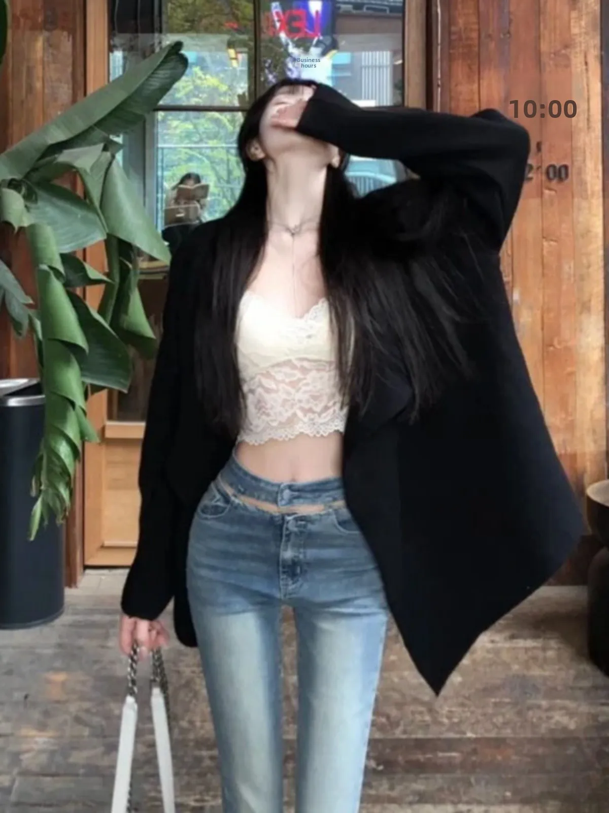 

Fashionable Knitted Sweater Coat Women's Mid-Length Spring Style Elegant Trendy Top Warmth V-Neck Long Sleeve Cardigan