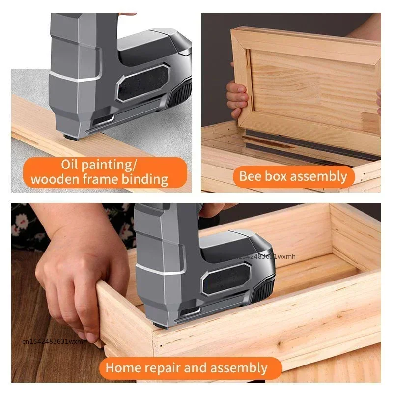 Electric Nail Gun Lithium Battery Wireless Nail Gun Furniture Staple Gun for Frame Staple Woodworking DIY Upholstery