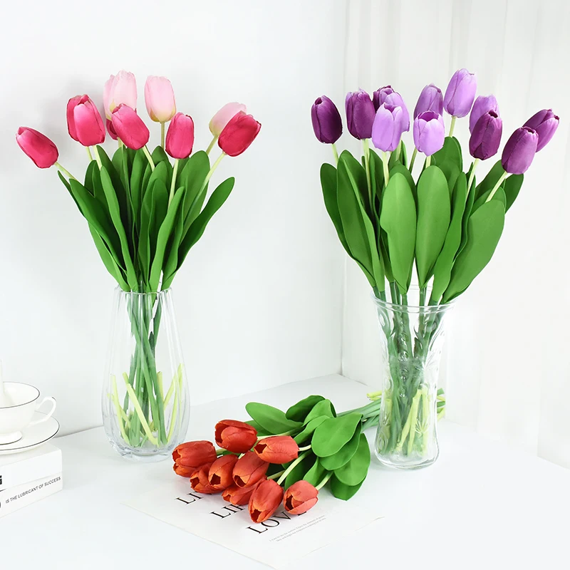 

5pcs Simulation Tulip Flowers For Decoration Home Wedding Artificial Bouquet Bridal Flowers Silicone Tulips Party Decor Plants