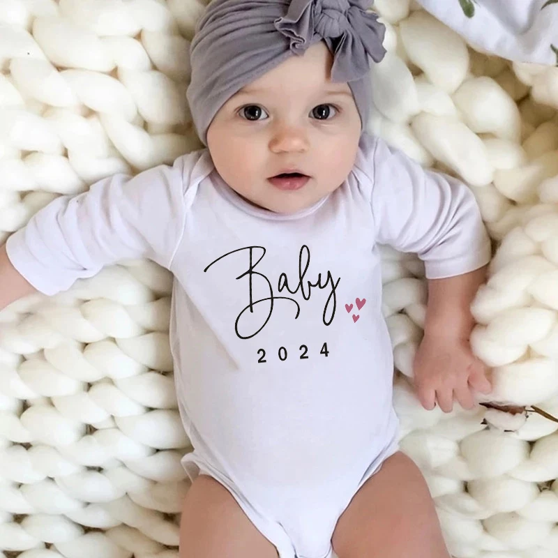 

Baby 2024 Announcement Baby Bodysuits Cute Toddler Jumpsuits Baby Coming Soon Long Sleeve Romper Body Pregnancy Reveal Clothes