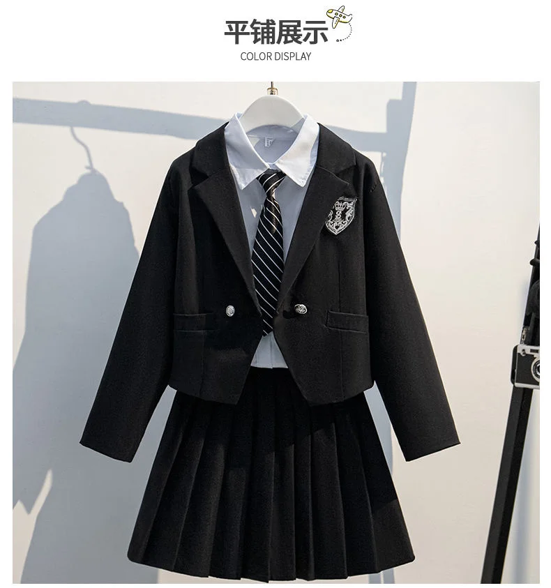 Kinder JK-Anzug Mädchen College-Stil Mode Japanische Schuluniform JK-Anzug Matrosenmädchen Blazer Kleidungsset Jacke Rock Bluse – Detail 5