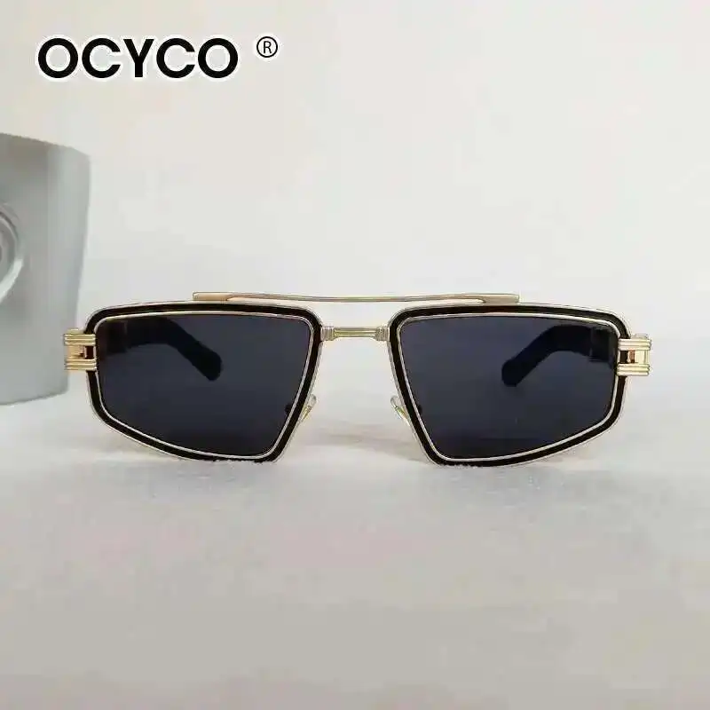 

Popular Vintage Men Women Sunglasses Brand Designer Polygon Sun Glasses Metal Frame Double Bridges Eyewear UV400 Fashion Shades