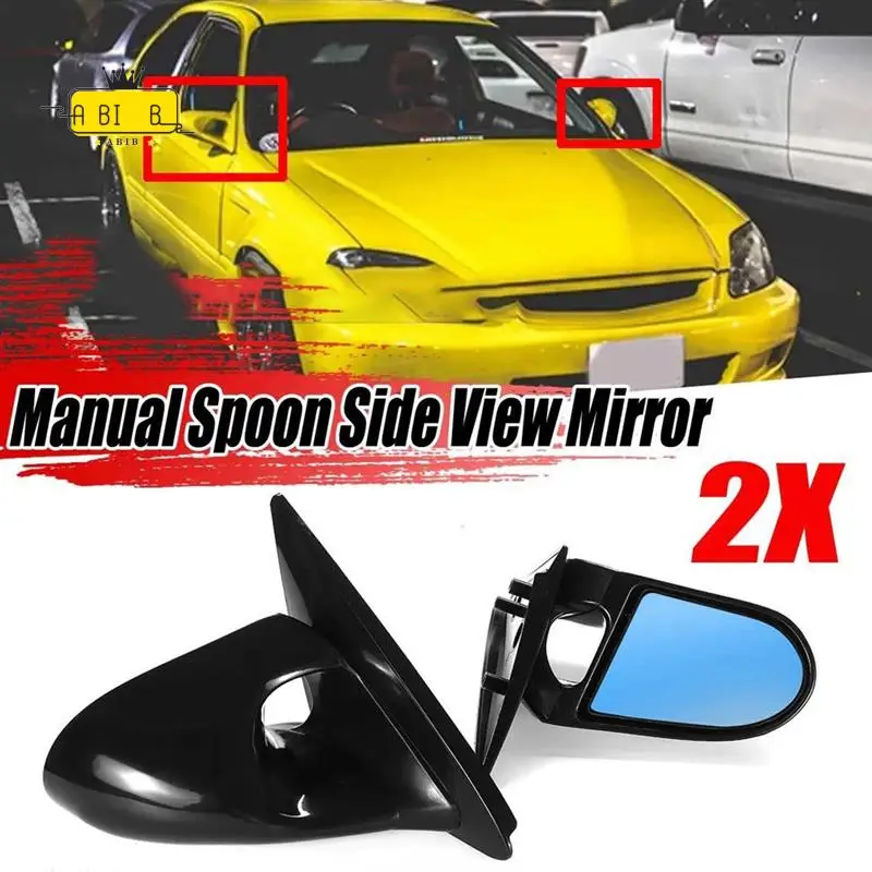 ABIB -Manual Adjustable Spoon Style Side View Mirror For Honda Civic EG 2Dr 1992-1995 B