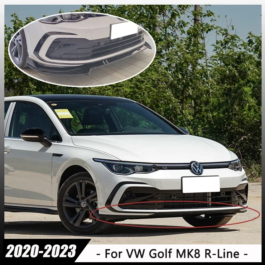 Spoiler Body Kit For VW Golf 8 MK8 R-Line PRO 2020 2021 2022 2023 Front Bumper Lip Cover Chin 3PCS  Tuning Accessories Splitter