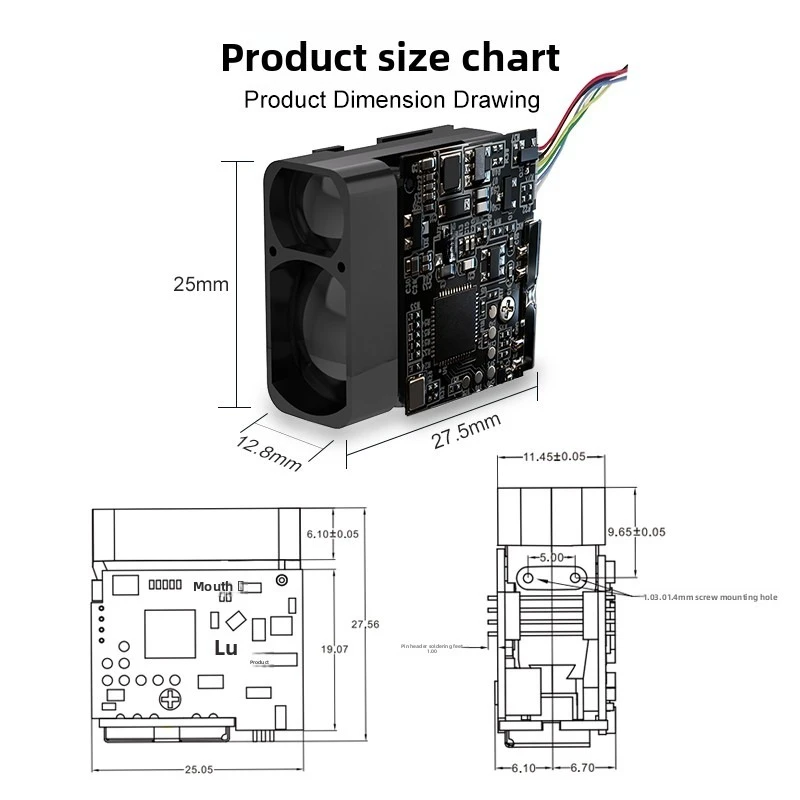 Compact Laser Distance Measuring Module 600-1200m|Fast Response ≤200ms for Aviation/Railway/Outdoor Sports Accuracy ± 0.6 Meters