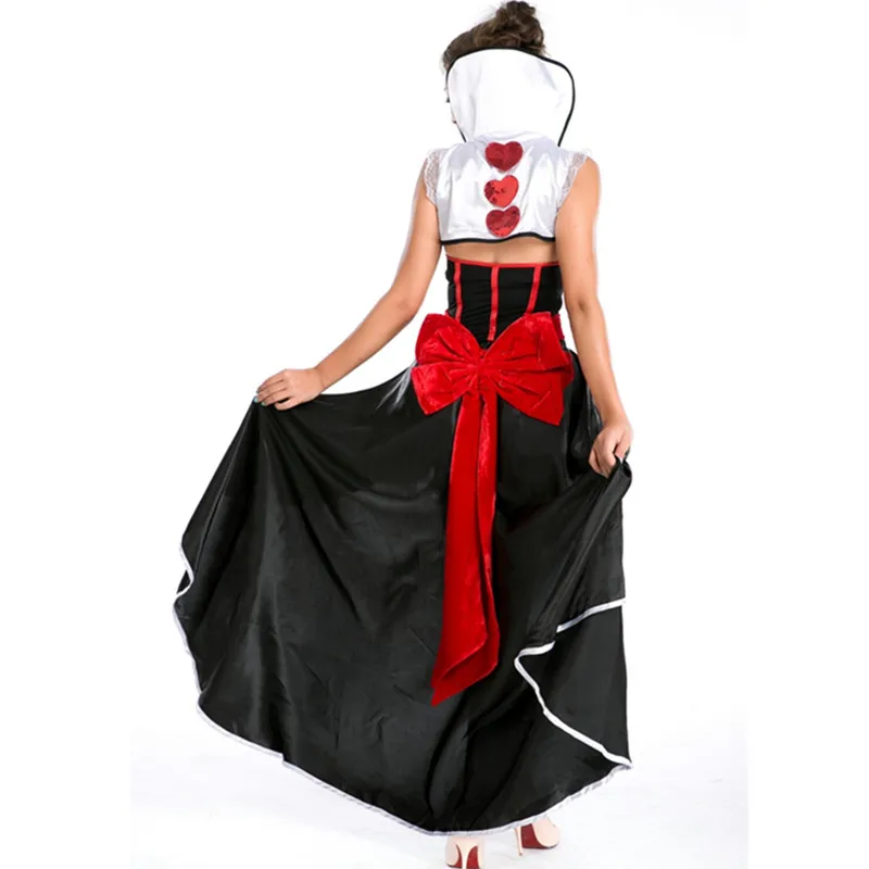 Volwassen Vrouwen Halloween Cosplay Kostuum Gothic Jurk Rood Hart Koningin Van Uniformen Jurk Mantel Duivel Maskerade Past Party Carnaval