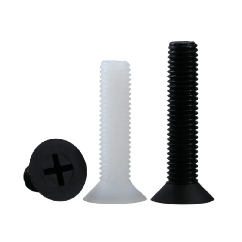 20-50pcs/lot M2 M2.5 M3 M4 M5 M6 M8 White / Black Flat Head Bolts Nylon 4-40mm Countersunk Head Screws Plastic Phillips