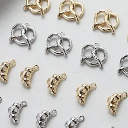 4PCS Heart Croissant Shaped 14K Gold Plated Brass Pendant Handmade Material Accessories Jewelry DIY Making Supplies