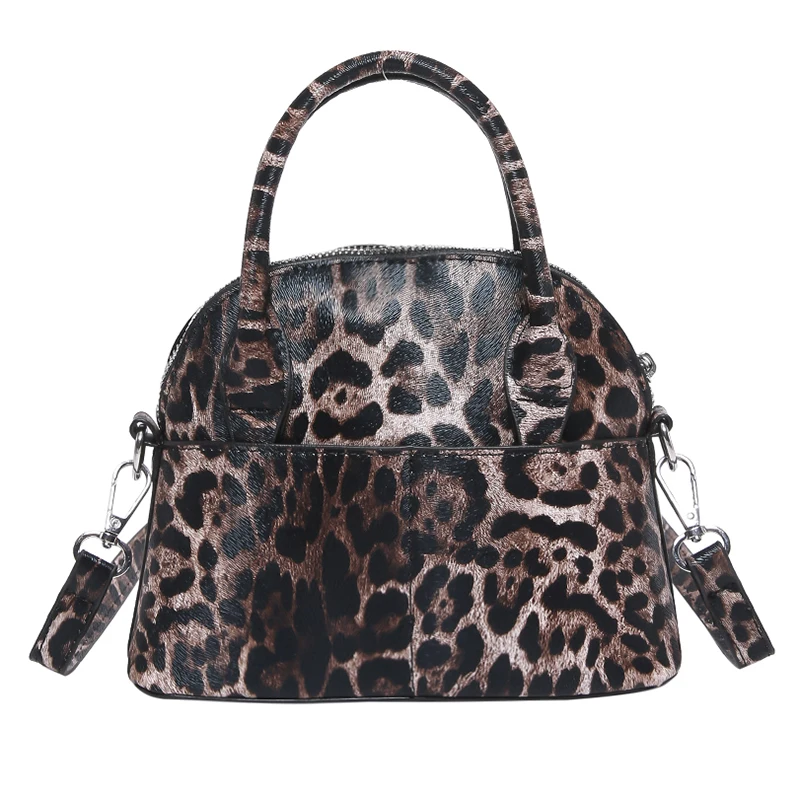 女性用PUレザーハンドバッグ,小さなヒョウ柄のショルダーバッグ,カジュアルなメッセンジャーバッグ,シェル付きクロスオーバーバッグ,高品質,女性のファッション