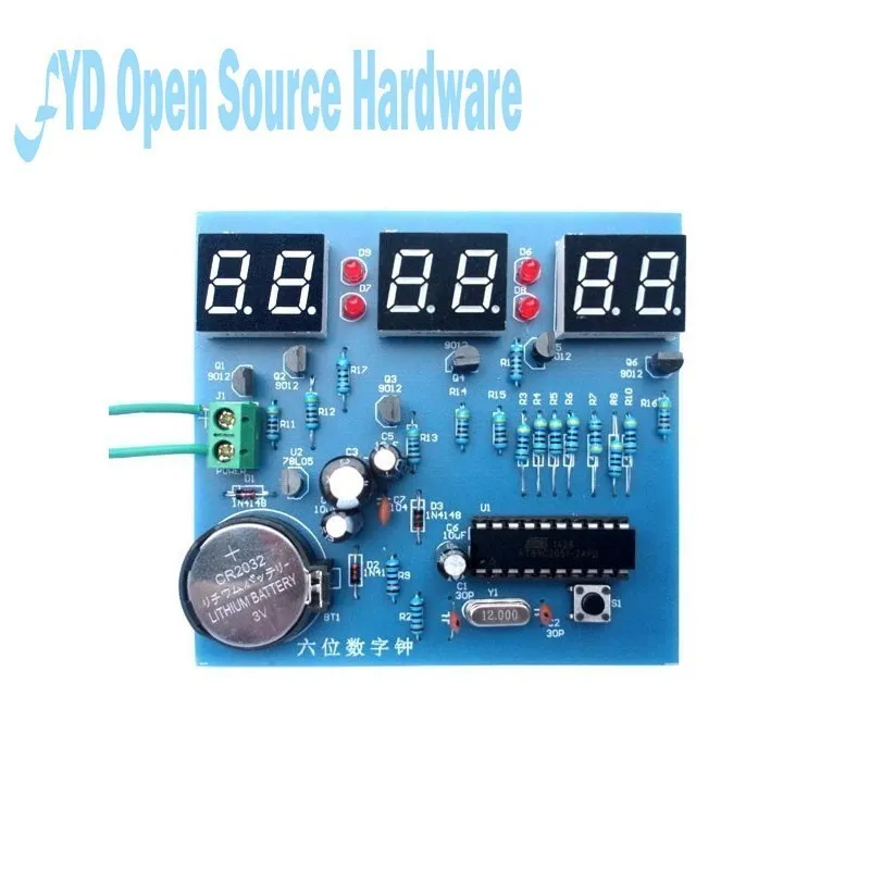 AT89C2051 Six digital clock kit singlechip 6 LED clock electronic production of bulk DIY