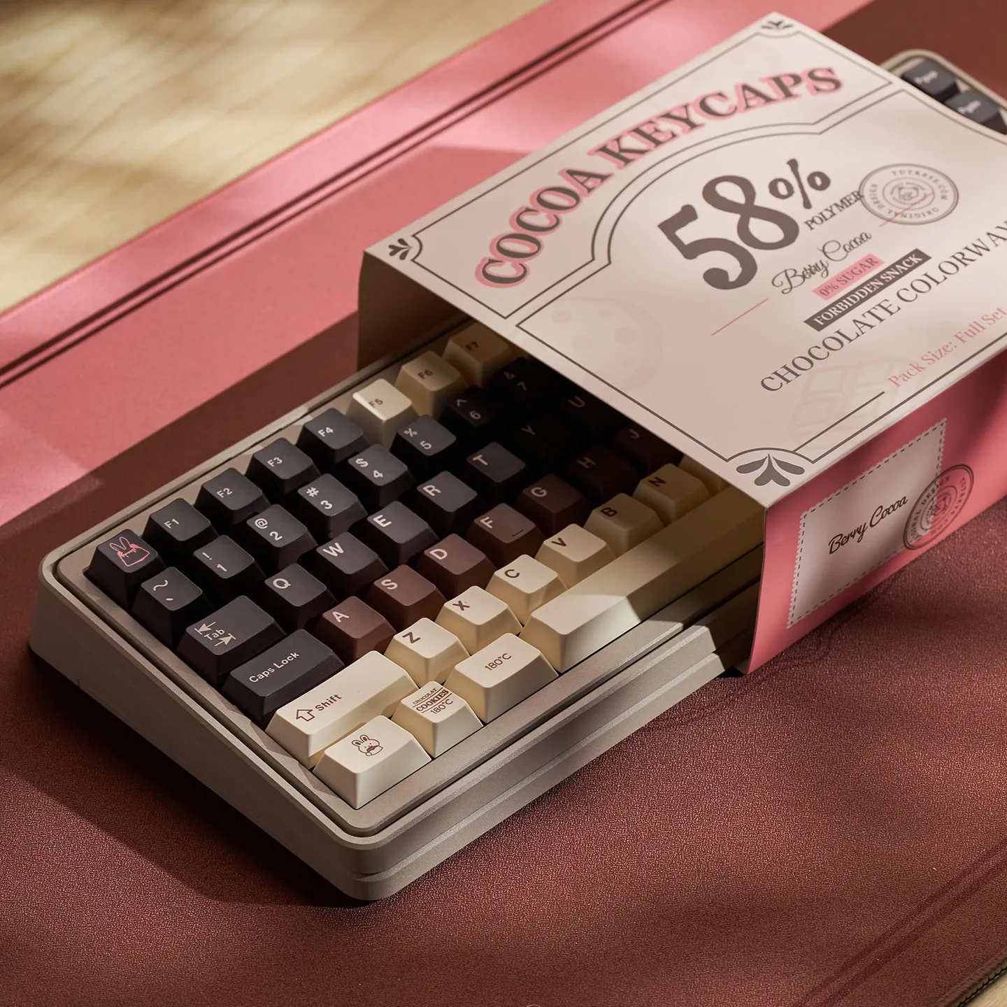 Berry Cocoa Pinkish Brown Theme Keycaps Set PBT Cherry Profile Custom Original Handmade Keycaps for Mechanical Keyboard DIY Gift