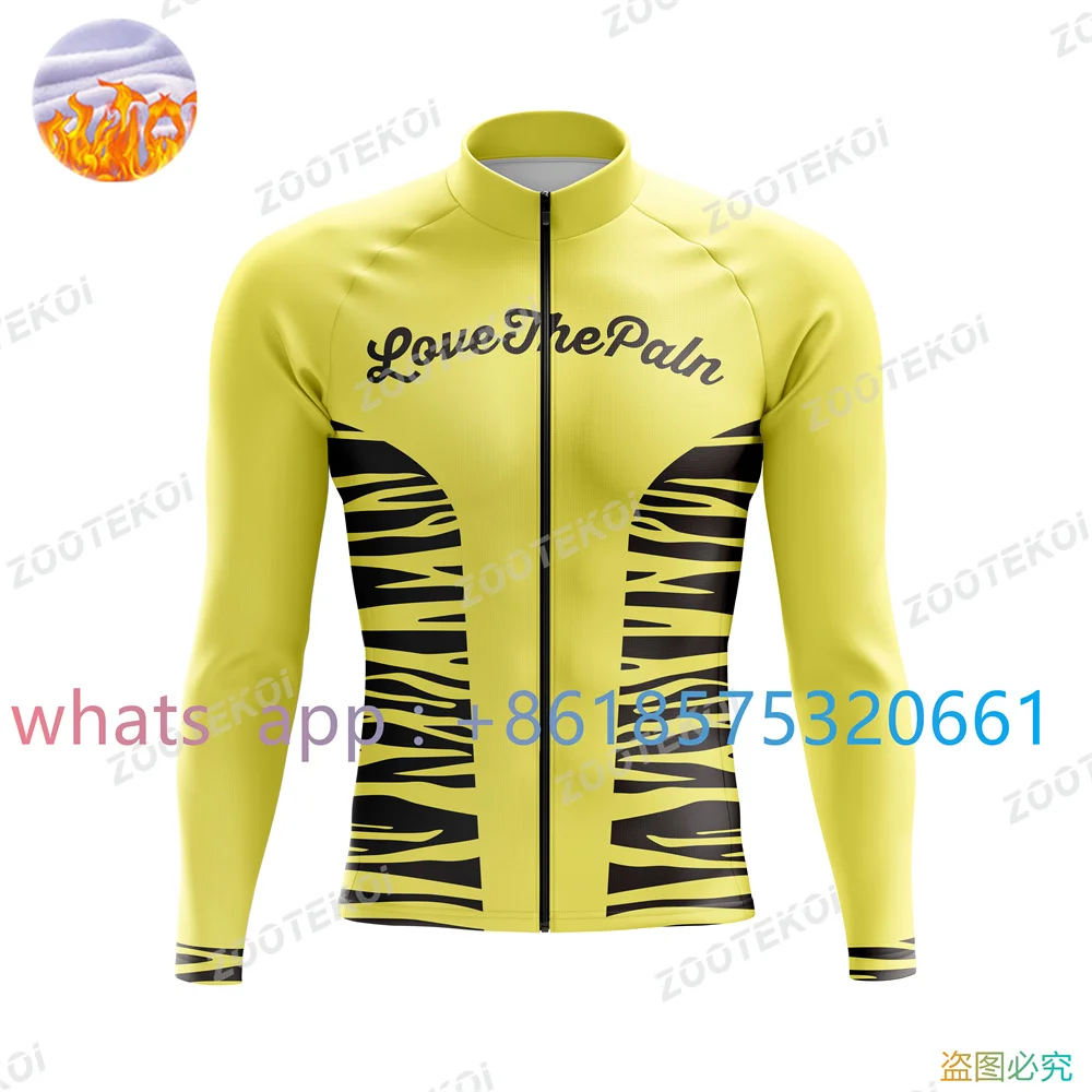 Love The Pain Winter Thermal Fleece Jacket Men Cycling Jacket Suit Chaqueta Ciclismo Hombre Mountain Bicycle Road Clothing 2023