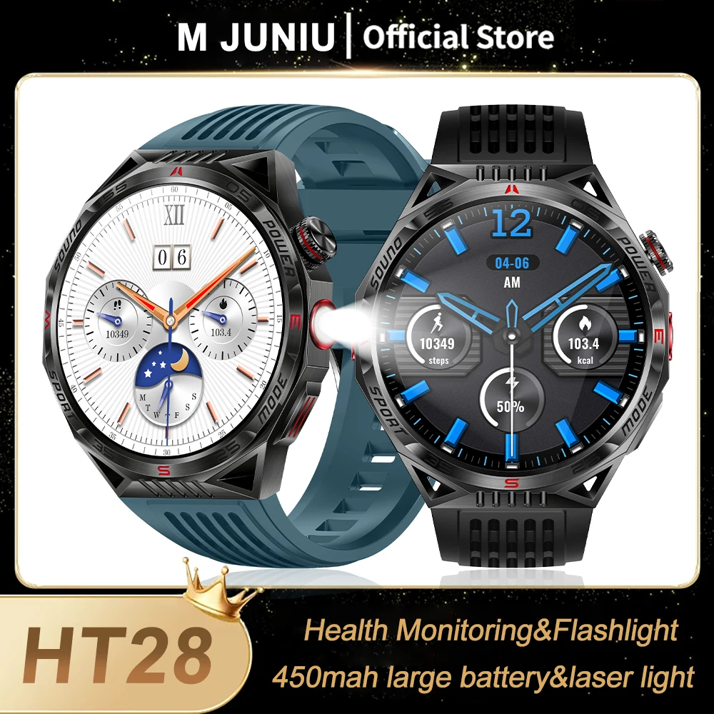 Outdoor LED Flashlight Compass Smartwatch Men Wireless Bluetooth Phone 1.85inch Heart Rate Monitor Sleep Tracker Sport Watches