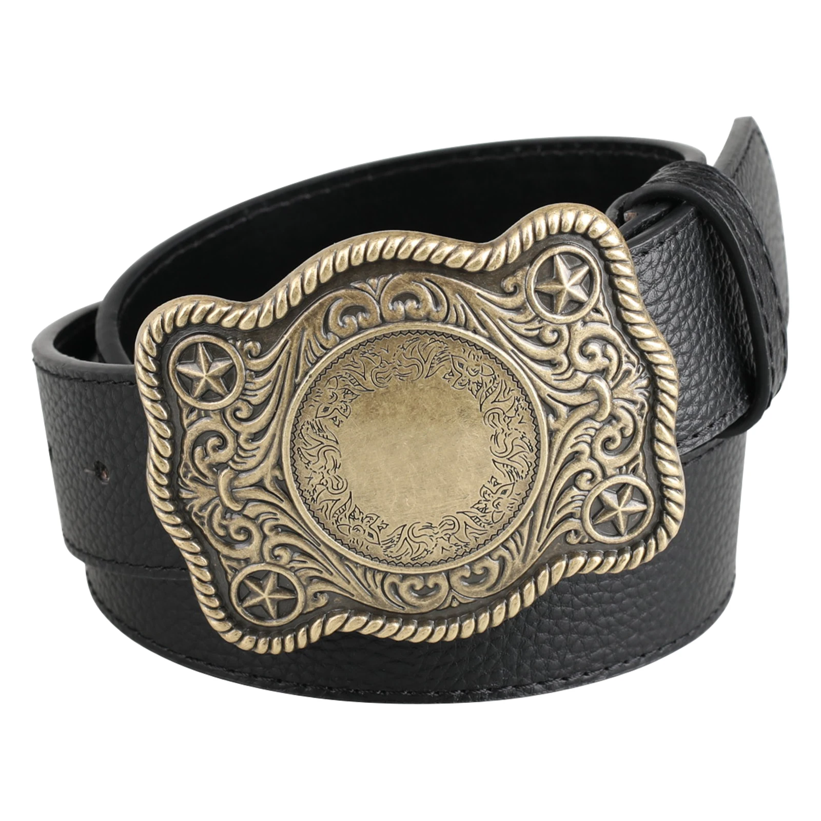 حزام بنمط عشب تانغ على شكل نجمة خماسية بإبزيم بنمط ليتشي