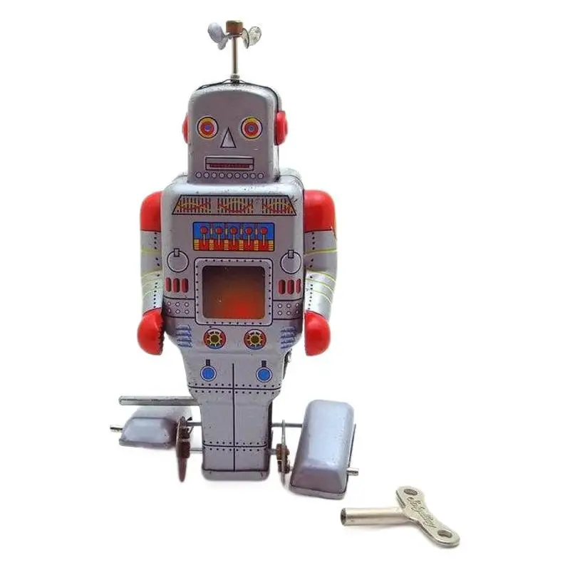 MS372 Collezione di robot quadrati Giocattoli nostalgici in latta Puntelli per riprese con microfilm Artigianato in latta