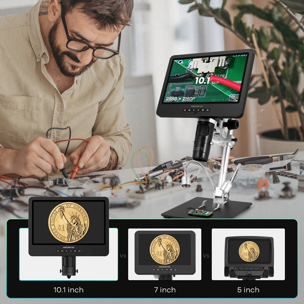 Imagem -03 - Andonstar-microscópio Digital Hdmi Suporte Trinocular Conexão ao pc para Verificação de Solda Pcb para Reparo do Telefone Ad249sm 2000x Uhd 2160p