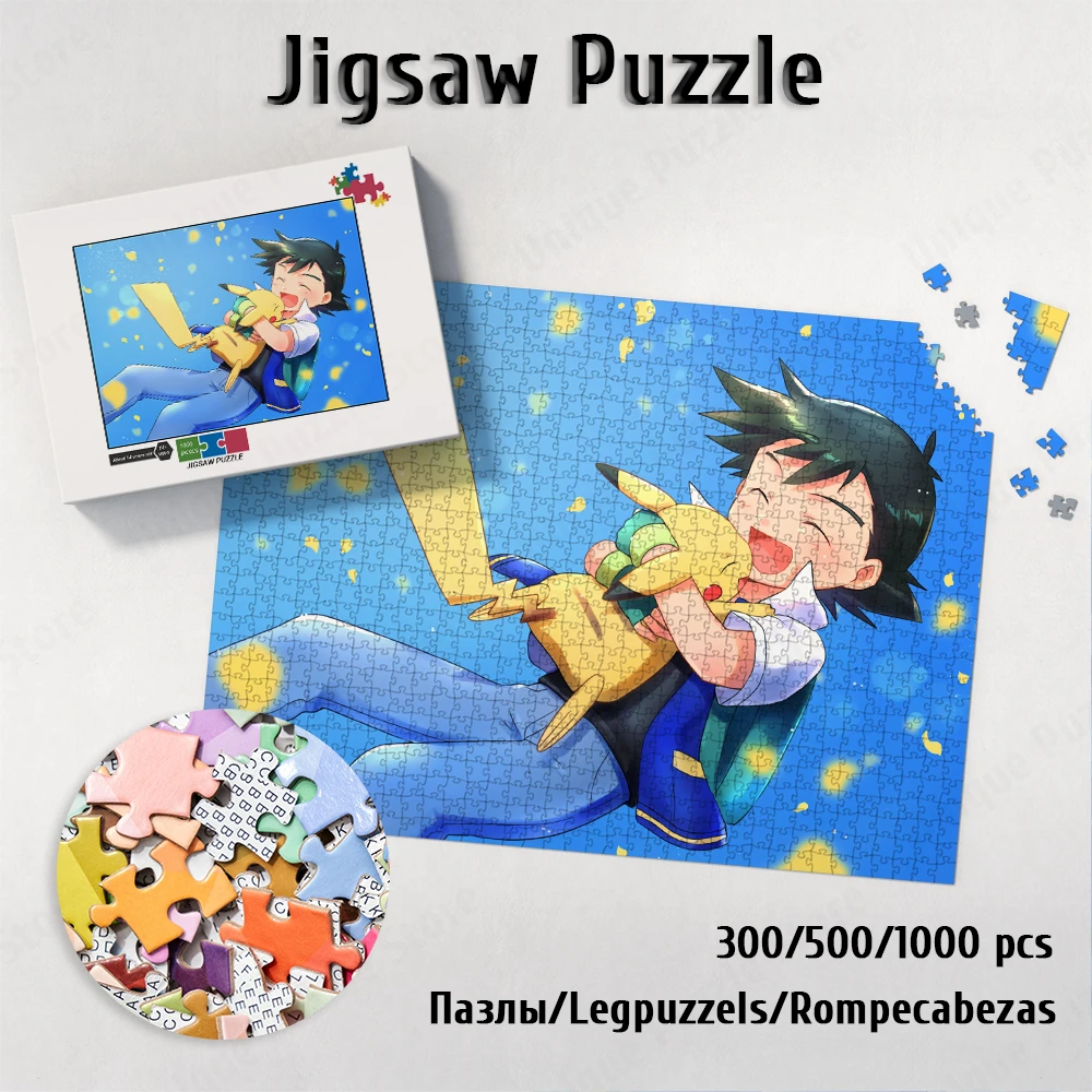 

Pikachu and Ashes Jigsaw Puzzles Pokemon Cartoon Games and Puzzles Pikachu Series Educational Toy Puzzle Game Toys Gift for Kids