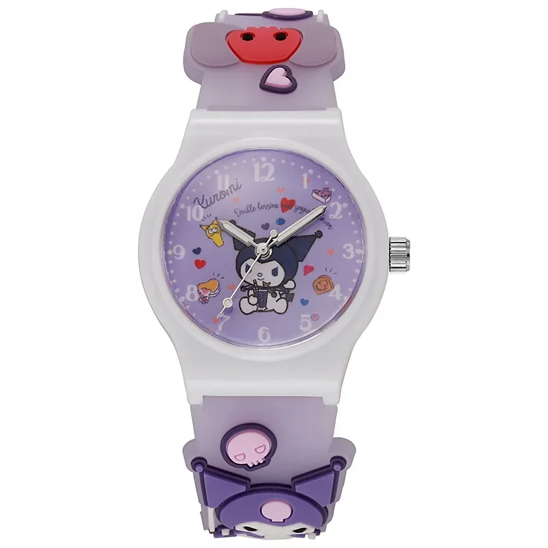 Kuromi-Montre-bracelet en cuir avec impression de dessin animé, montre électronique à quartz Anime, jouets mignons, cadeau de fête préChristophe et