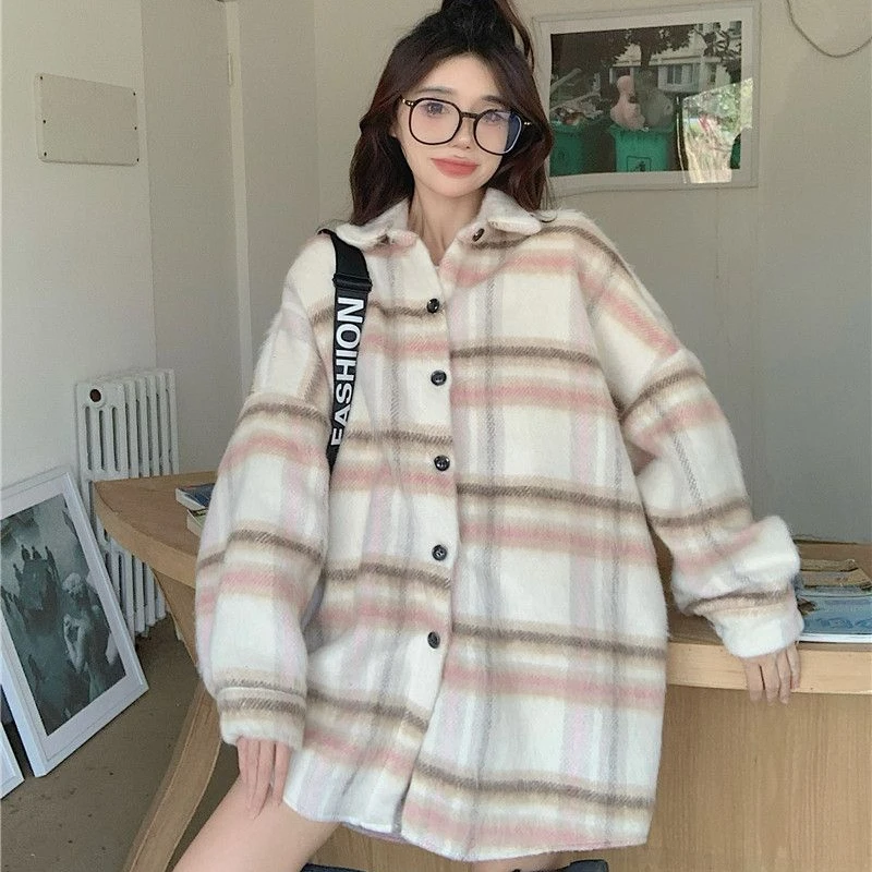 Fashion Striped Jackets Women New Loose Long Sleeve Single Breasted Office Lady Short Coats Korean Casual Daily Carigan Female