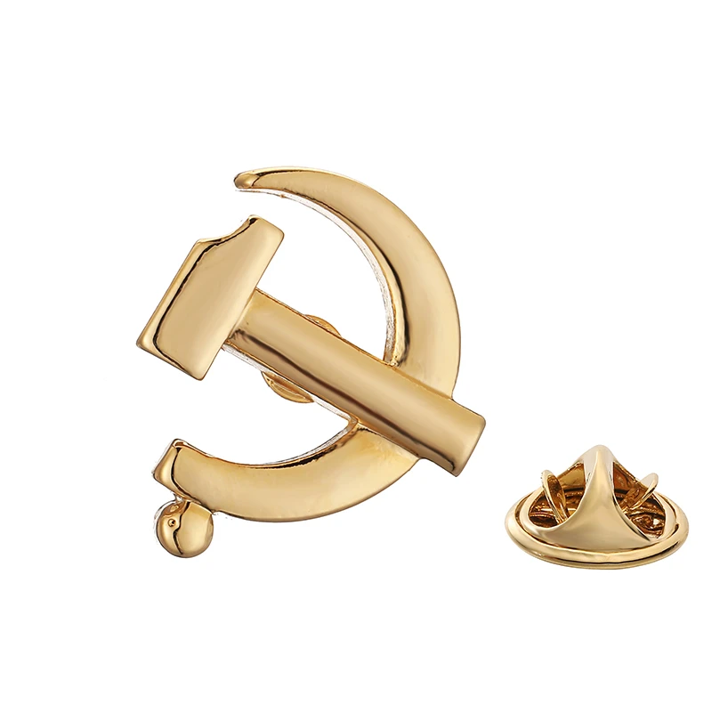 Copper material hammer sickle party emblem brooch fashion men's suit coat lapel pin women's backpack hat badge jewelry wholesale