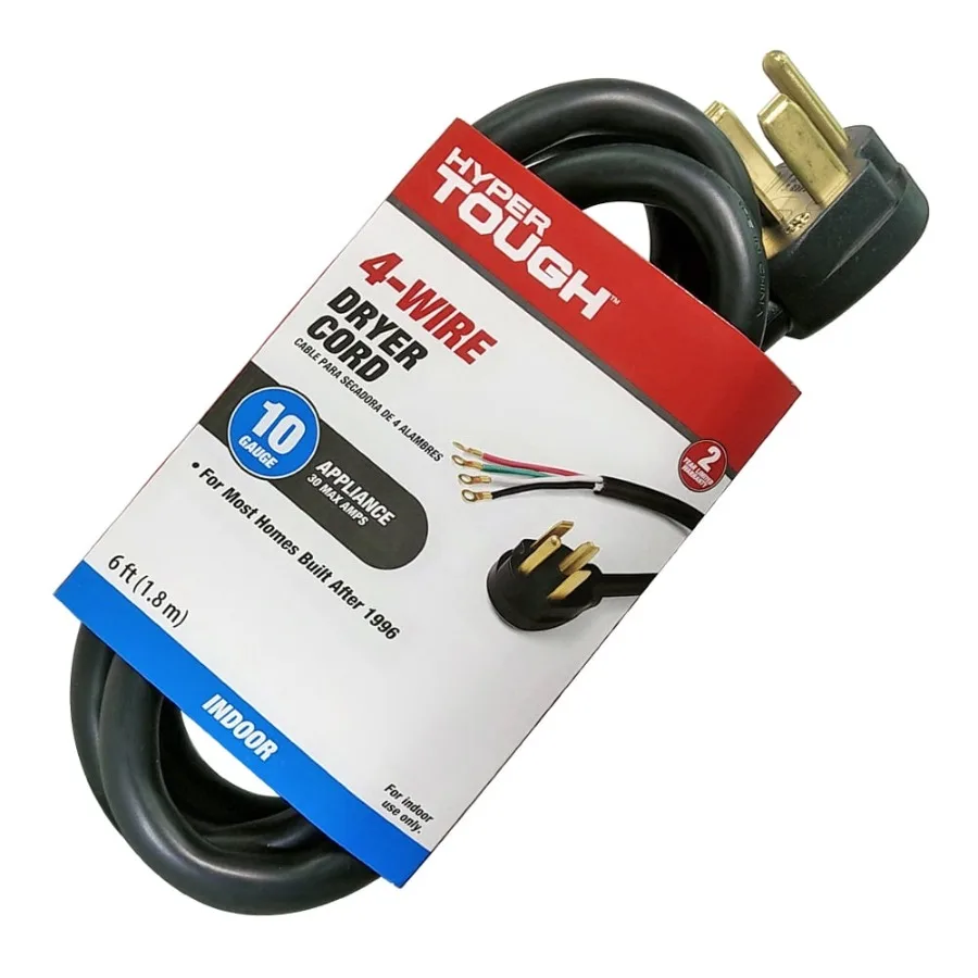 

Шнур для бытовой техники 6 футов, 10AWG, 4-контактный, черный, для использования внутри помещений, для мощных стиральных машин, с токопроизводительностью 30 ампер, прочный, с изоляцией