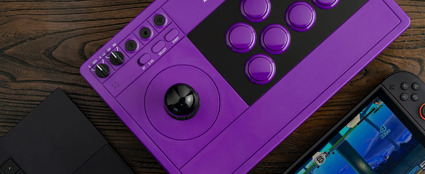 8Bitdo Arcade Stick für Switch & Windows, Arcade Fight Stick mit Unterstützung für kabelloses Bluetooth, 2.4G-Empfänger und kabelgebundener Verbindung – Detail 6
