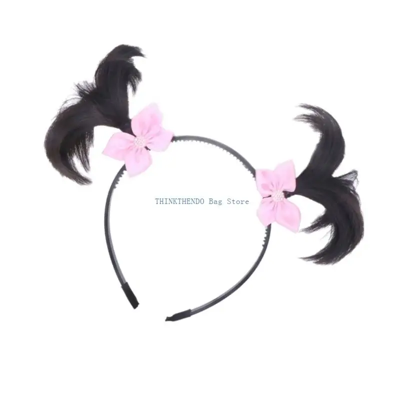 340D Fashionable Children's Hair Wigs With Bows Ties Child Friendly Hair Decoration Kid Friendly Braids For Creative Styling
