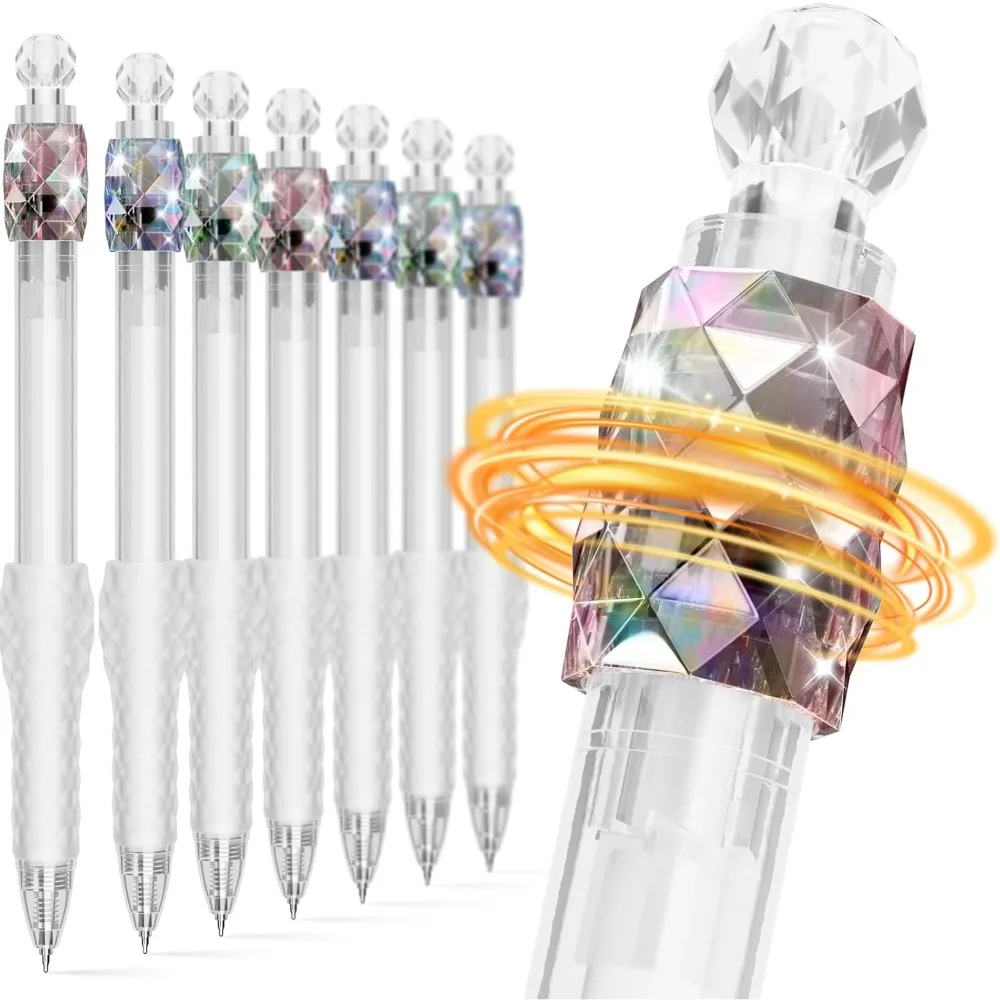 

1/3/6 Pcs Rotating Crystal Gel Pens 0.5mm Fidget Rotat Gem Black Ink Fine Point Smooth Writing Pen Quick-dry for School Office