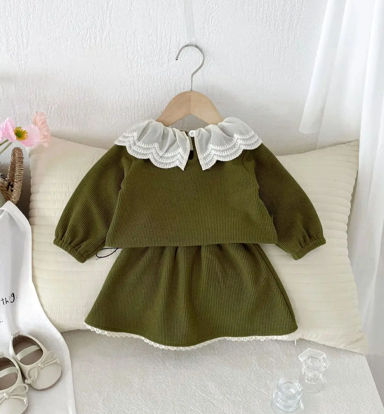 Infants Girl Christmas Costumes Autumn Winter Newborn Baby 2pcs Sets Fashion Long Sleeve Top+Skirt Outfit Toddler Kids Clothing