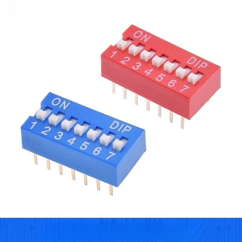 10PCS Red/Blue Dial Switch Gear Selector 1P-12P with Straight 2.54mm Spacing Connector for Electronics Terminal