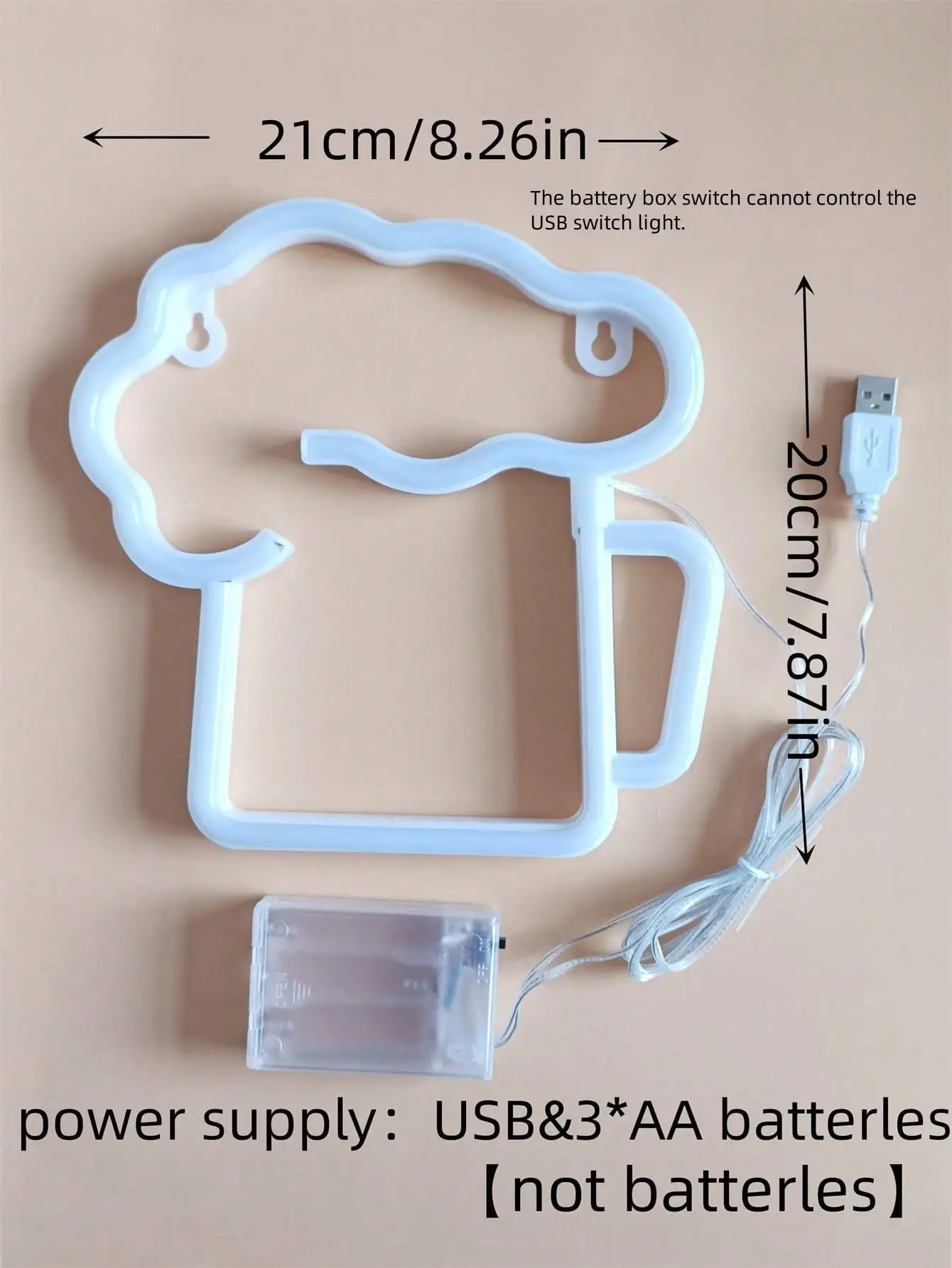 Sinal de luz neon de espuma para copo de cerveja: ideal para decoração de quarto, bar, aniversário, casamento e presente