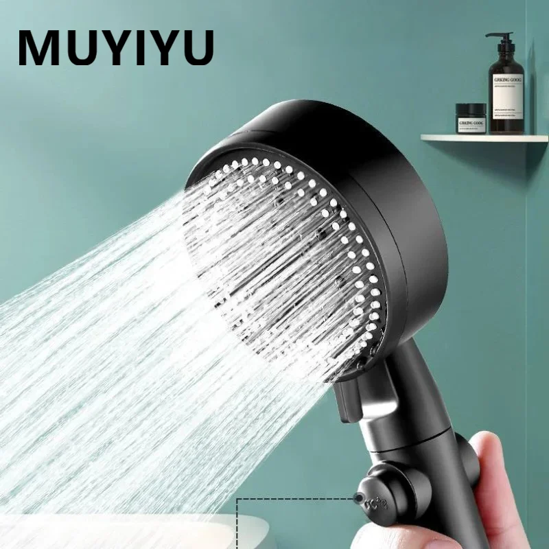 MUYIYU 5 Models Shower Head Powerful Pressure One-Key Stop Spray Water Saving Nozzle Spa Handheld Showers Bathroom Accessories