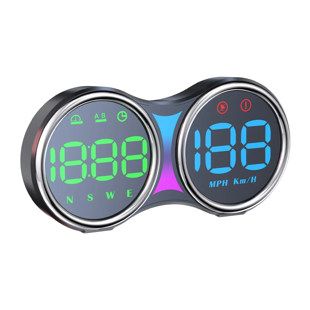 WIIYII New Two-Gauge USB Plug and Play Head up Display Widescreen LED GPS Speedometer Automatic light-sensing HUD Clock/Compass