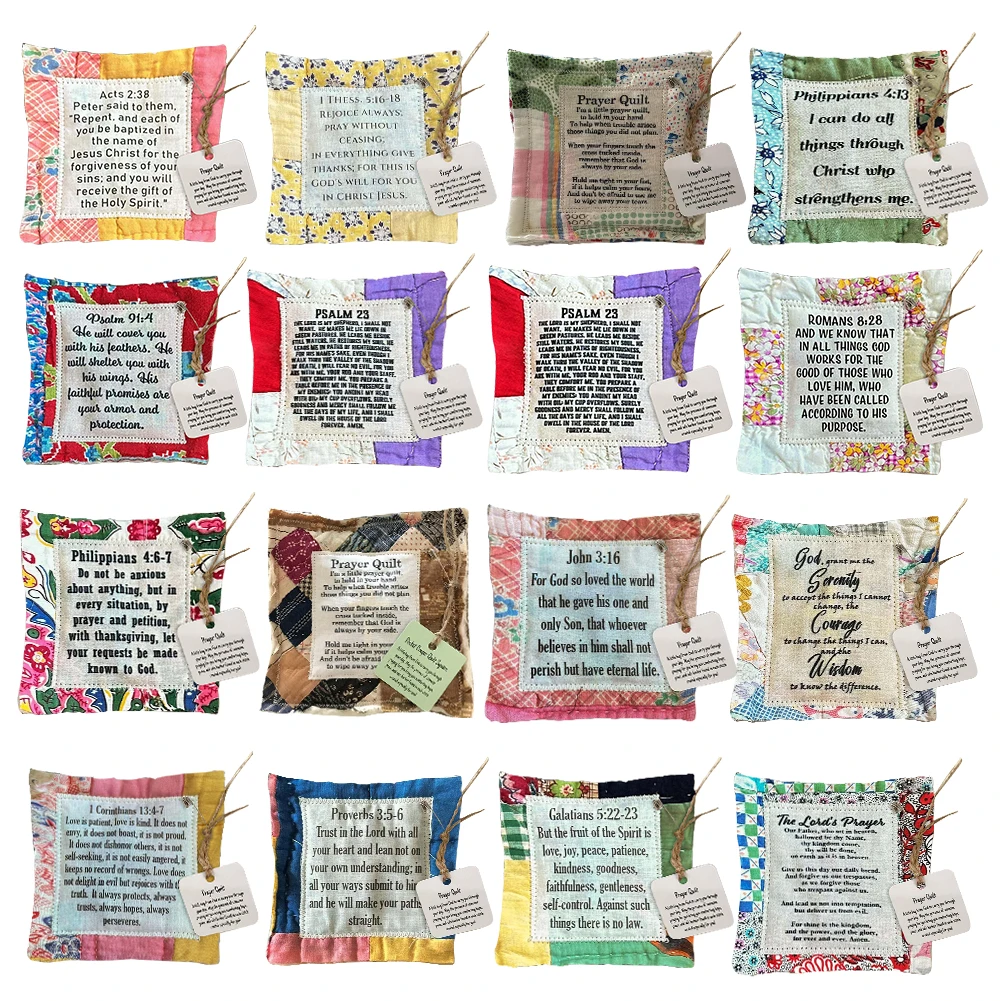 Prayer Quilt with Cross Inside Individually Colorful Pocket Quilts Remembrance Christian Gift Symbolism Poems Quilts for Family