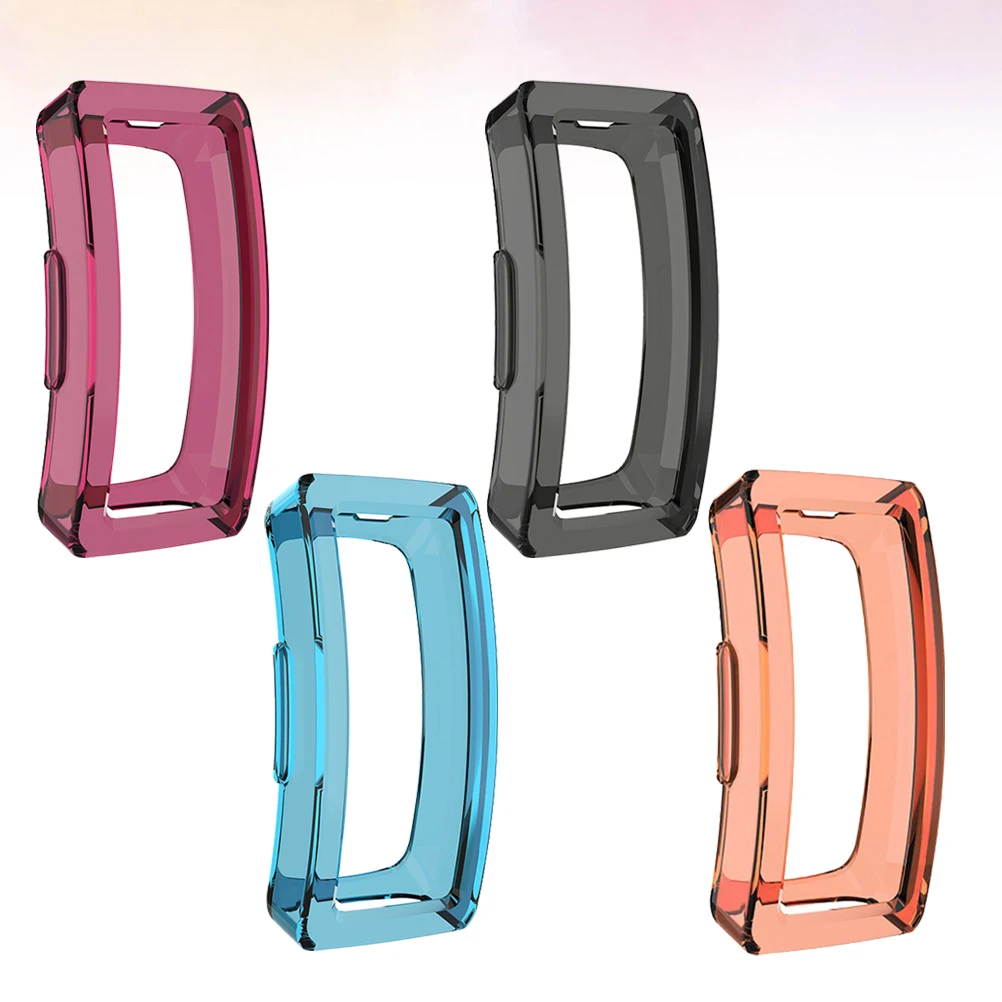 

4pcs Tpu Watch Protective Case Transparent Anti-Fall Cover Lightweight Dustproof Compatible With Fitbit Inspire Inspire Hr