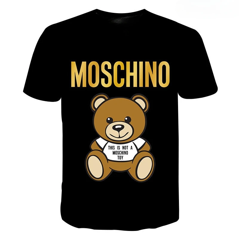 2025 New Summer Moschino Couple T Shirt Men Fashion Streetwear Women Printed Children T-Shirts Cool Tee